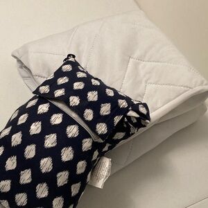 Navy and White Patterned Twin XL sheet Set + Mattress Pad - Home Bedding